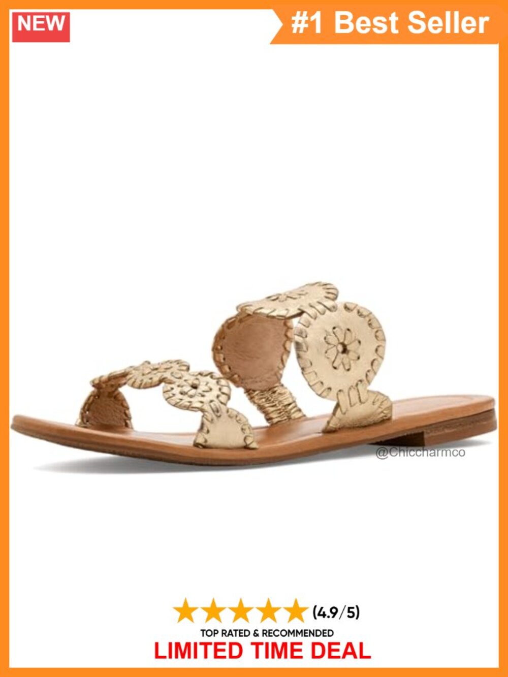 Jack Rogers Lauren Ii Flat Sandal Leather Double Strap Slip On